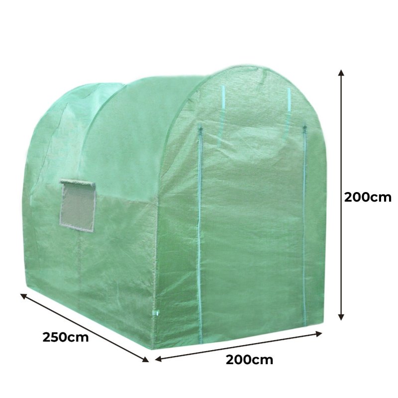 Polytunnel Greenhouse Walk In Galvanised Windows Doors Growhouse PE Cover Gardening Metal Frame Outdoor Garden Tent Vegetable Flower Plant 19mm Diameter | 2 x 2.5m