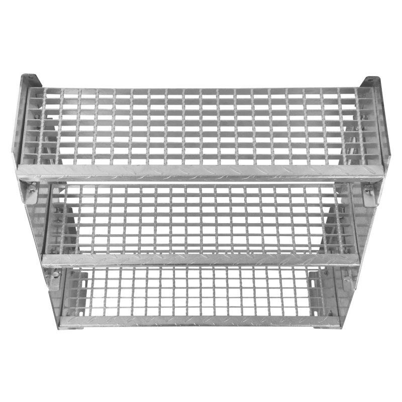 Metal Staircase 3 Section Adjustable Height 90cm / 900mm Wide Galvanised Steel Silver 3 Steps Weatherproof Grate Step Outdoor Garden Patio Modular Stairs 5mm Rod Thickness FREE Fixing Kit