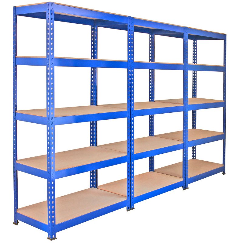 3 Racking Bays 90cm Warehouse Shelves Storage Garage Shelving Unit Steel 5 Tier