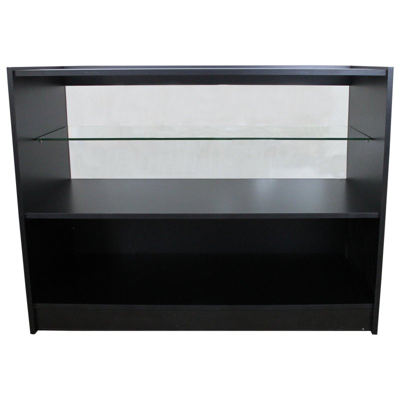 MonsterShop Retail Counter Black Display Storage Showcase Cabinet Glass Shelves C1200