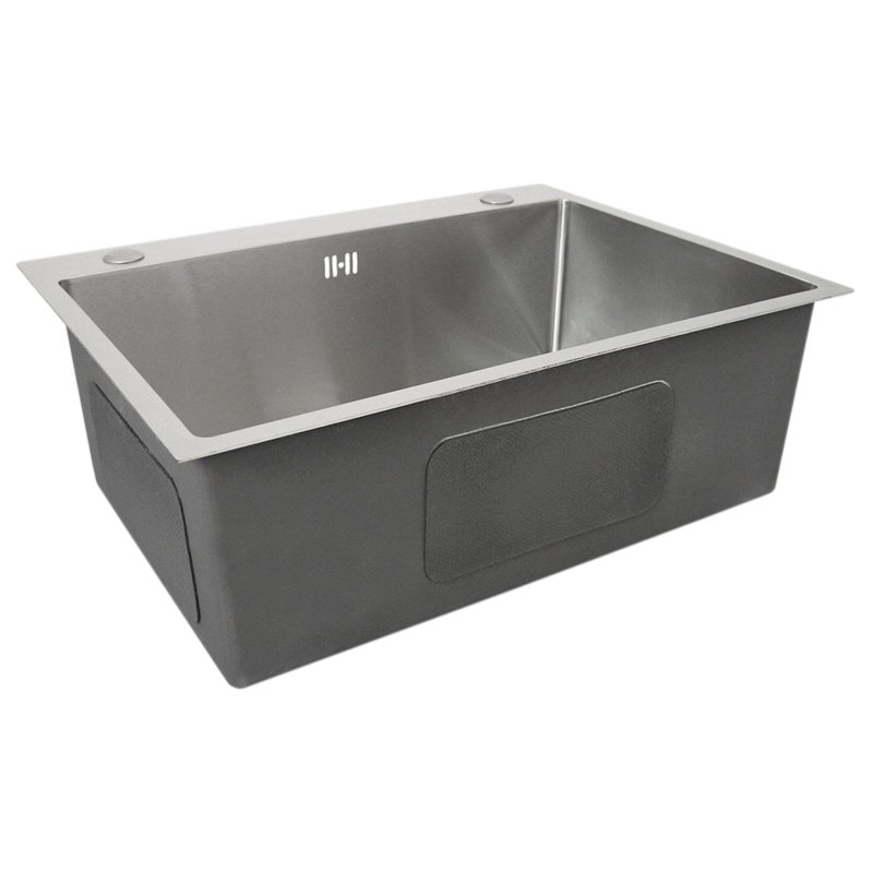 Kitchen Sink Stainless Steel Square Brushed Premium Handmade Satin Finish Commercial Single Bowl With Strainer Plug & Waste Pipe Set