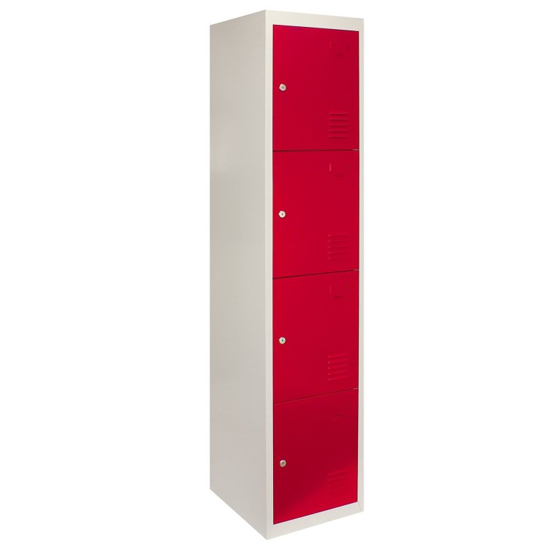MonsterShop 3 x Metal Lockers, 4 Door Storage, Blue & Grey Metal Lockable Unit, School Staff Gym Changing Room