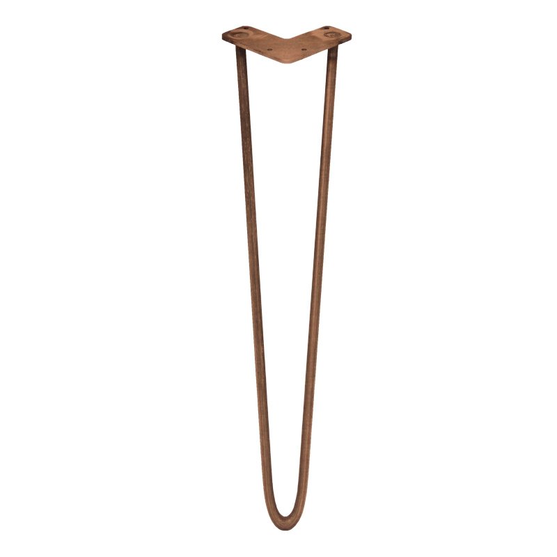 4Pcs Hairpin Table Legs DIY Furniture Industrial Style Heavy-duty Sturdy Welded Metal Steel Upcycle Bench With FREE Screw Pack And Protector Feet Copper 2 Prong Rods 28 Inch Height 12mm Thickness