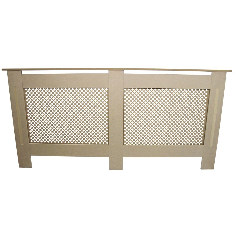 Radiator Cover Natural Unfinished MDF Trellised Grill Modern Cabinet Shelf 1720mm