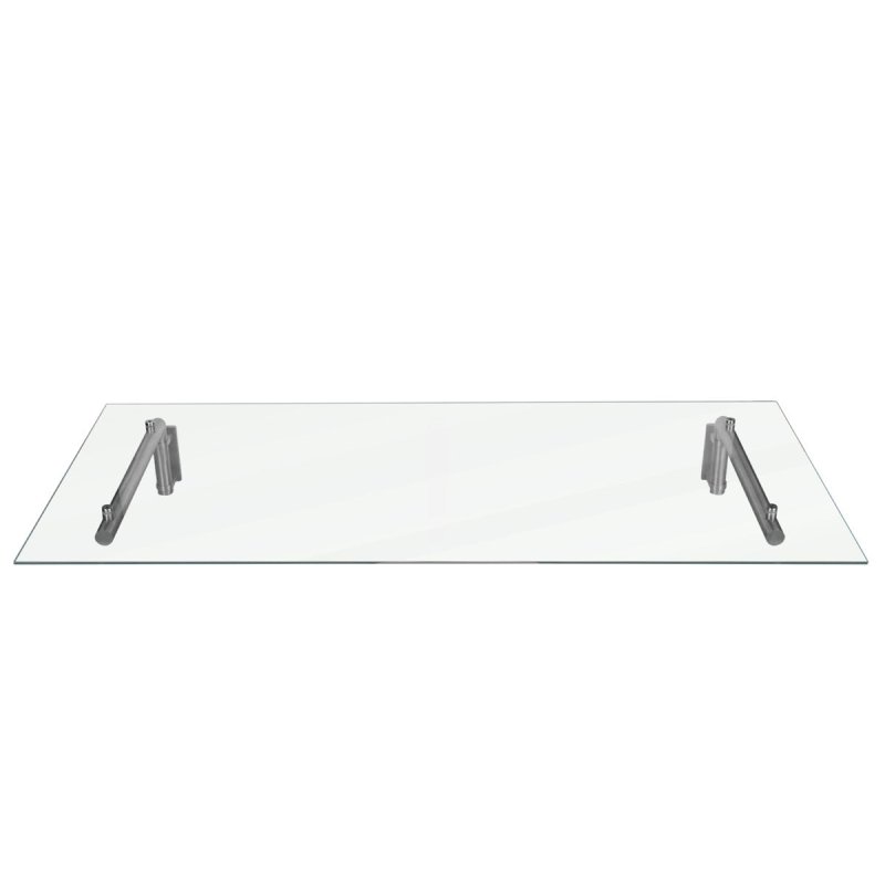 MonsterShop 1440 x 800mm Glass Canopy, 4 Stainless Steel Brackets, Front/Back Door Porch Shelter