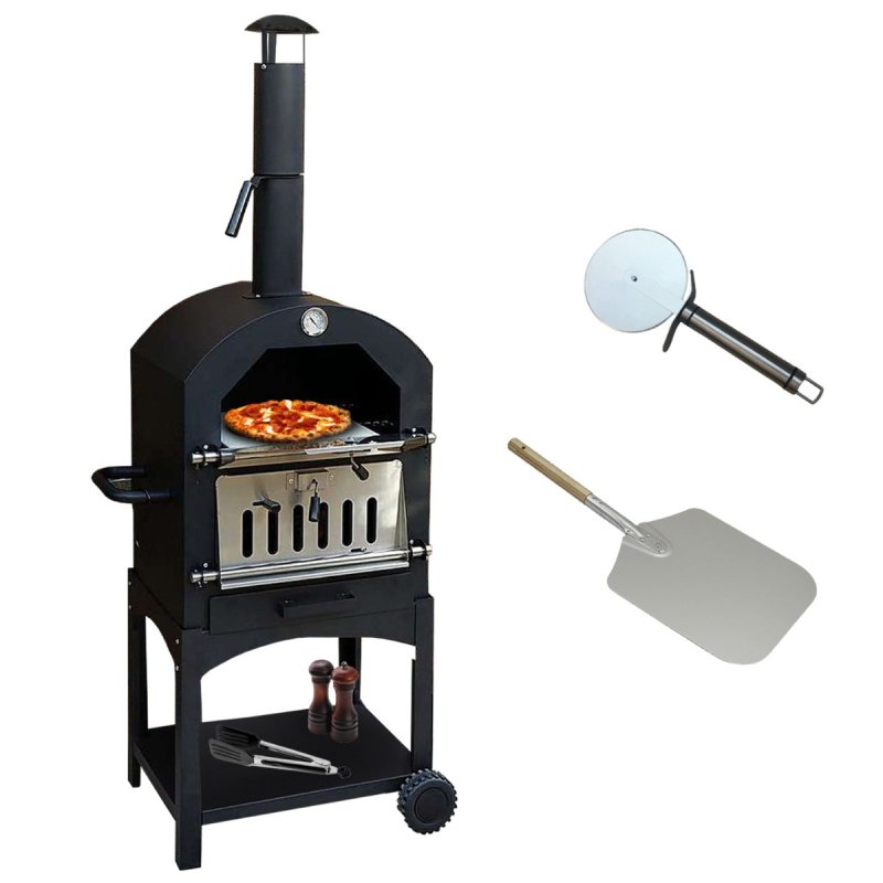 Outdoor Pizza Oven & 9" Pizza Peel / Charcoal Garden Oven / BBQ Smoker & Bread Oven