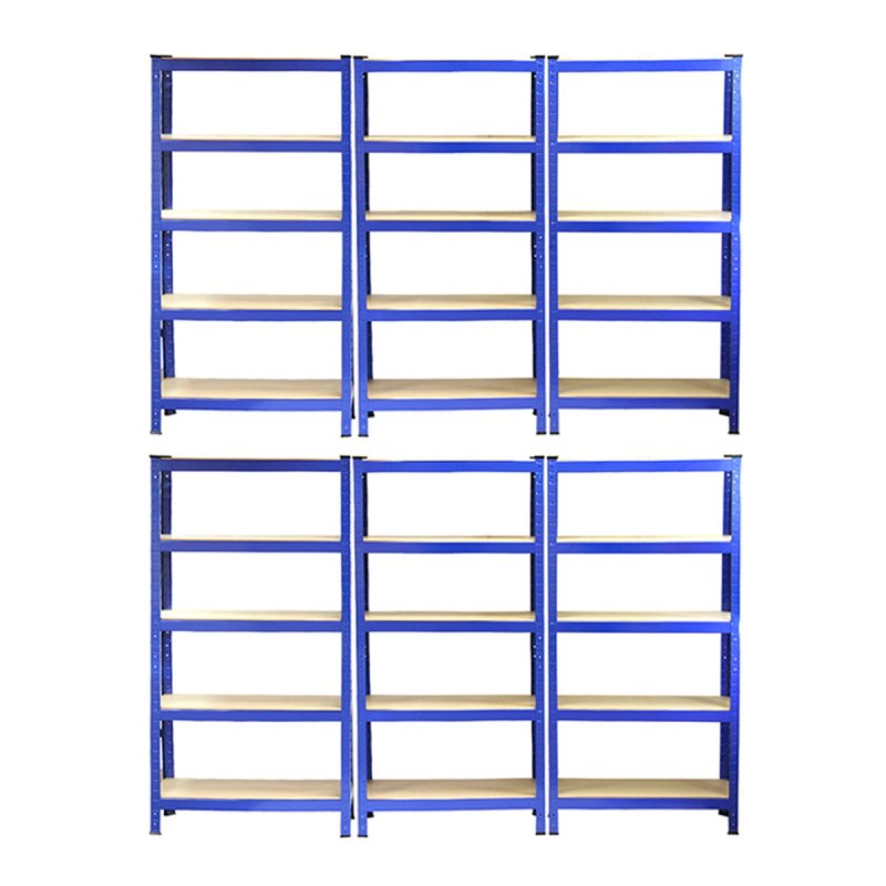 Racking Storage Shelving 75cm Heavy Duty Garage 5 Tier Black & Blue Steel Shelf Unit 75cm x 30cm x 150cm (6, Blue)