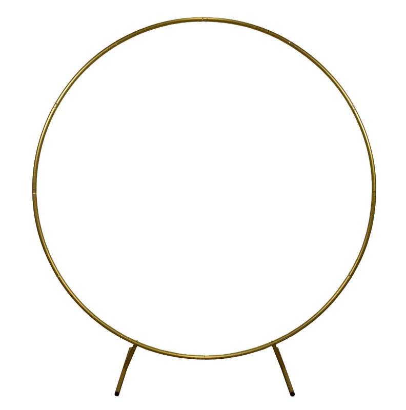 Wedding Moongate Gold Arch 2m/ 200cm  & Weeping Willow Light Up Tree Warm White LED Metal Flat Base Arbour Background Decor Flower Balloon Circle Hoop Frame Outdoor Backdrop  Decoration Prop
