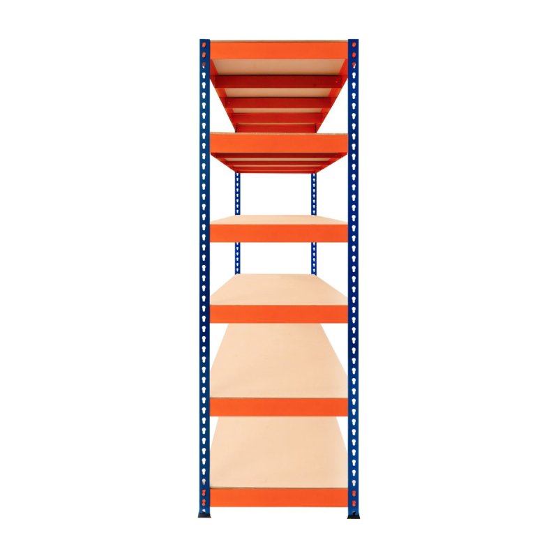 Garage Racking S-Rax Shelving Unit 6 Shelf 180cm x 180cm x 60cm Rack Heavy Duty Steel 300kg Capacity Per Shelf Adjustable Layout Boltless Assembly Rubber Feet 3 Reinforced Support Bars Warehouse
