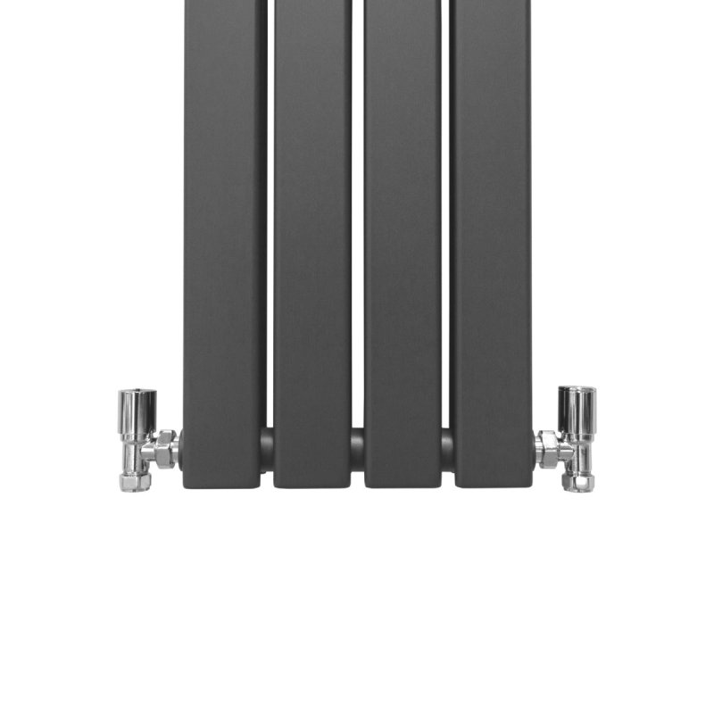 Designer Radiators 160 x 28cm Flat Panel Modern Central Heating Anthracite Grey Vertical Column Double Panel Wall Mounted Slimline Kitchen Living Room Bathroom Commercial Cleaning Brush & Fixing Kit