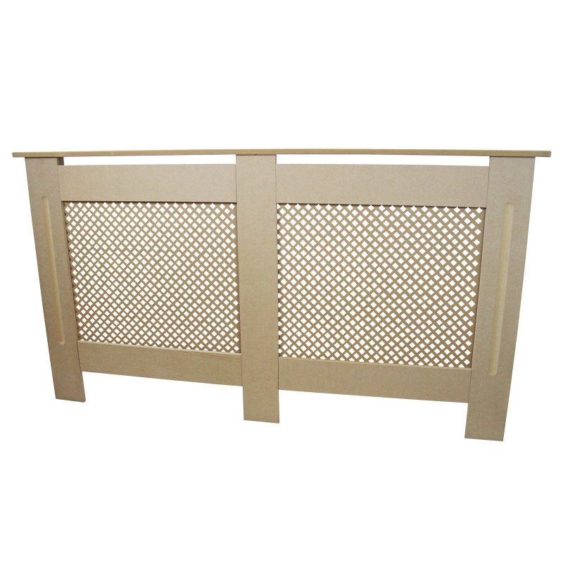 Radiator Cover Natural Unfinished MDF Trellised Grill Modern Cabinet Shelf 1515mm