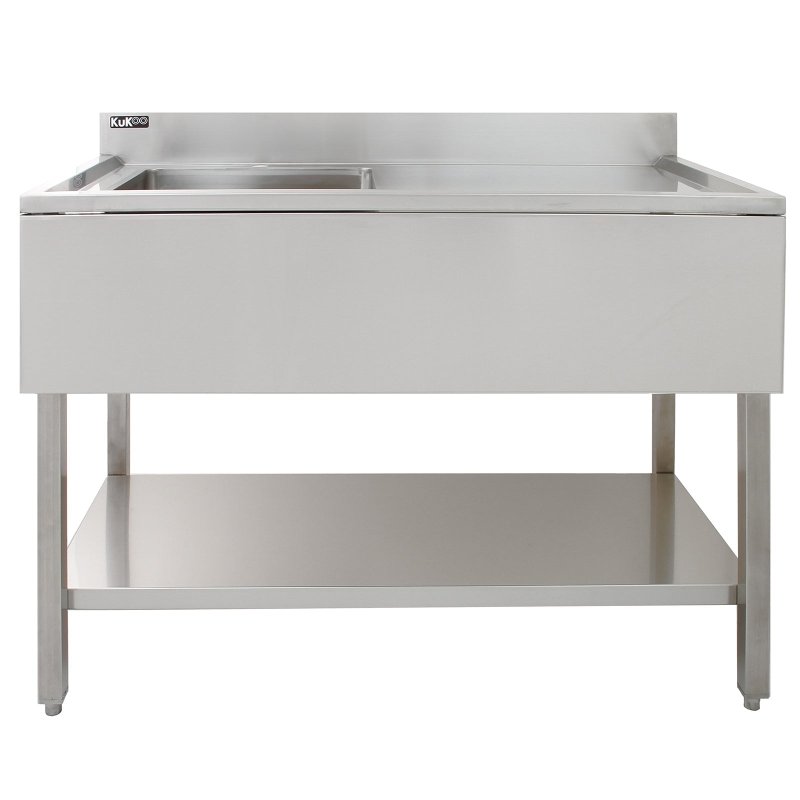 KuKoo Commercial Kitchen Catering Sink & Pre-Rinse Mixer Tap, RH Drainer Stainless Steel, 1.0 Bowl, 120cm Wide