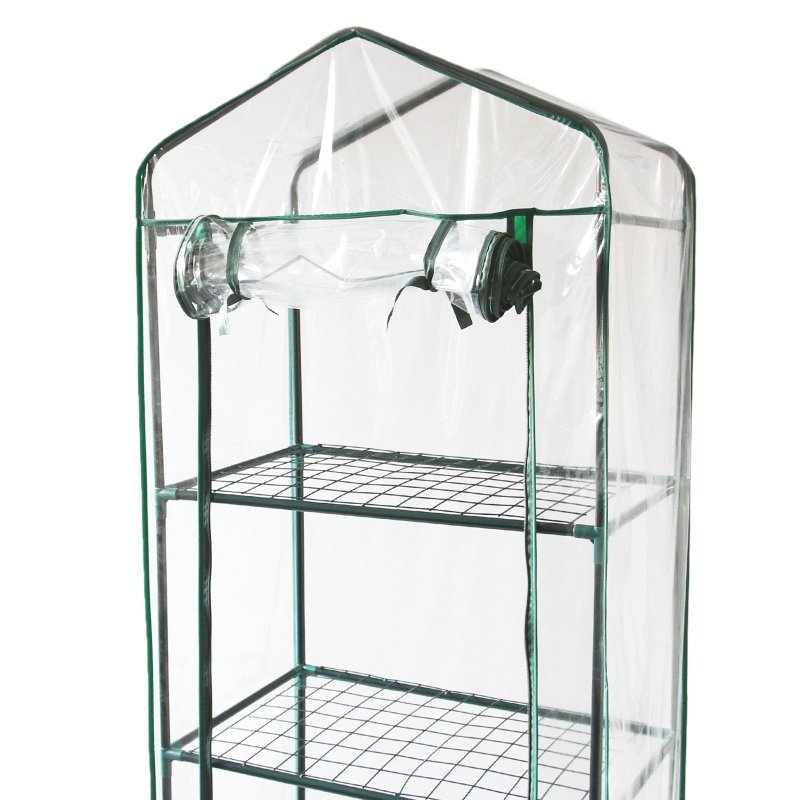 4 Tier Mini Greenhouse PVC Transparent Waterproof Cover Plastic Small Shelves Grow House Plants Garden Outdoors Steel Frame | Free Trowel