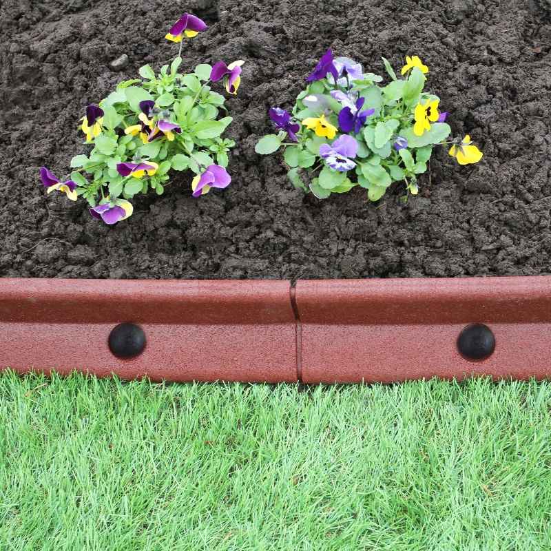 Flexible Lawn Edging Garden Border Grass Pathways Path Edge Vegetable Plot Flowerbed Raised Borders Rubber Artificial Grass Terracotta | Pack of 18 x 1.2m