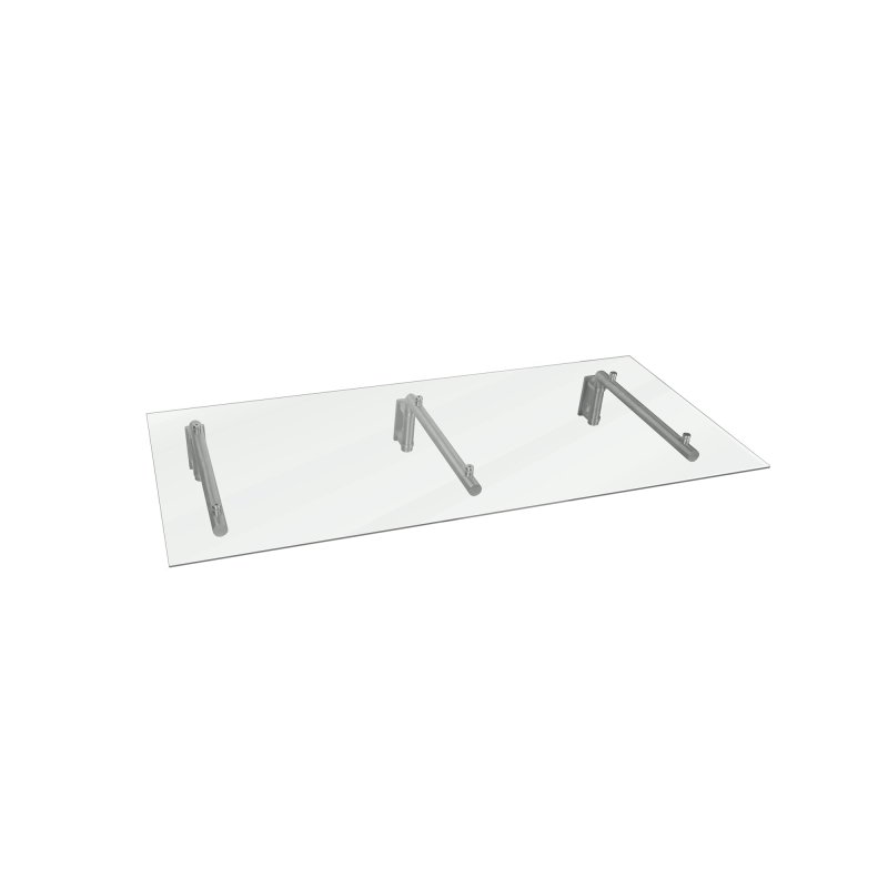MonsterShop 1800 x 800mm Glass Canopy, 4 Stainless Steel Brackets, Front/Back Door Porch Shelter