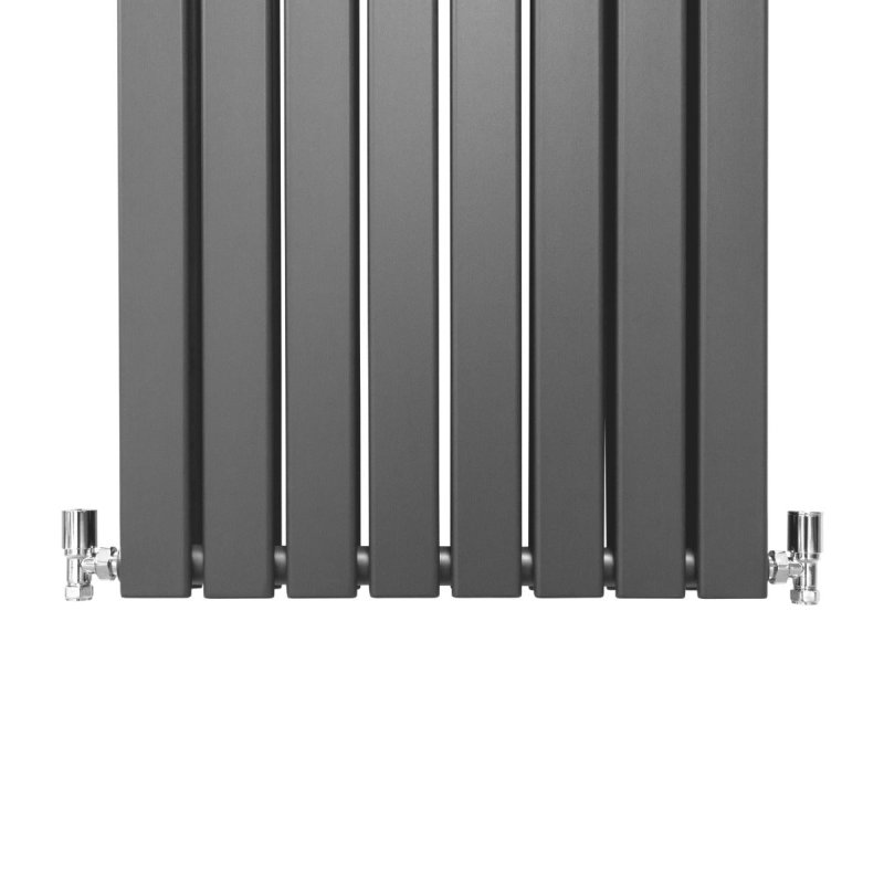 Designer Radiators 180 x 56cm Flat Panel Modern Central Heating Anthracite Grey Vertical Column Double Panel Wall Mounted Slimline Kitchen Living Room Bathroom Commercial Cleaning Brush & Fixing Kit