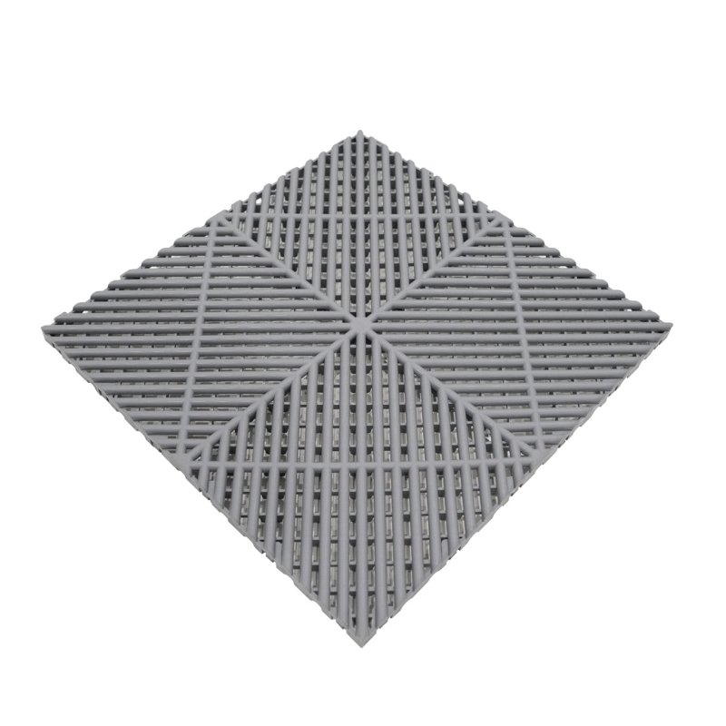 Vented Modular Interlocking Flooring Tiles & Edges 225 x Grey Double Garage Heavy Duty Floor Mat Showroom Workshop Outdoor Polypropylene Anti Slip Weather Resistant Drainage Channels 6m x 6m 36m2