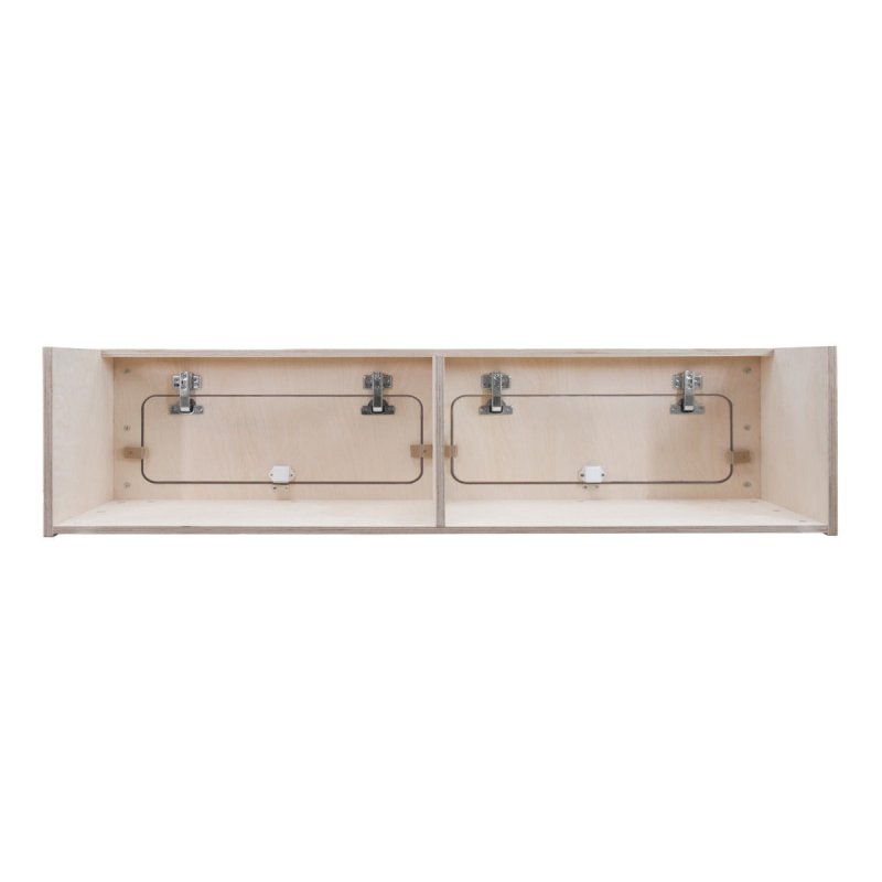 Campervan Overhead Cabinet 2 Door Top Locker Central Divider Camper Van Furniture Storage Lightweight Solid Birch Plywood Unpainted Soft Close Hinges Push Button Locks Pre Drilled Holes Fixing Kit