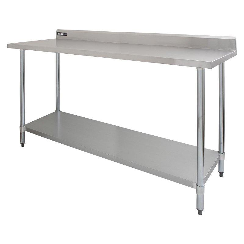Prep Table With Single Over-Shelf Commercial Heavy Duty Work Bench Kitchen Prep-table Stainless Steel Commercial Home Preparation Worktop Work-table 6ft