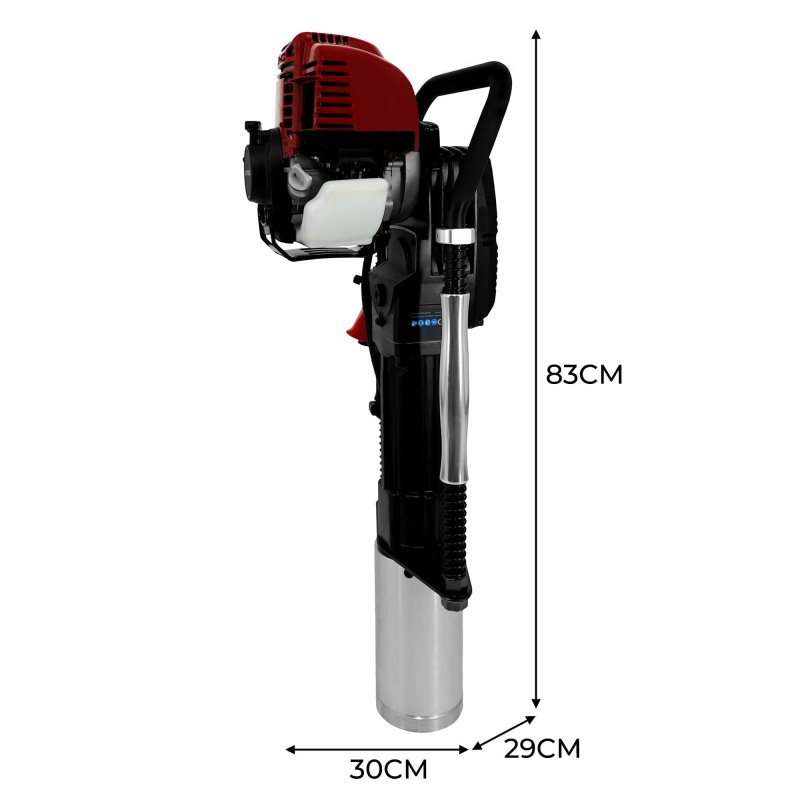 Petrol Post Driver 4 Stroke Fence Knocker Pile Jack Hammer Ramming Construction Farm Picket Fencing Garden Heavy Duty Thumping Thumper Gasoline Ram 4 Attachments Free Portable Carry Case & Tool Kit