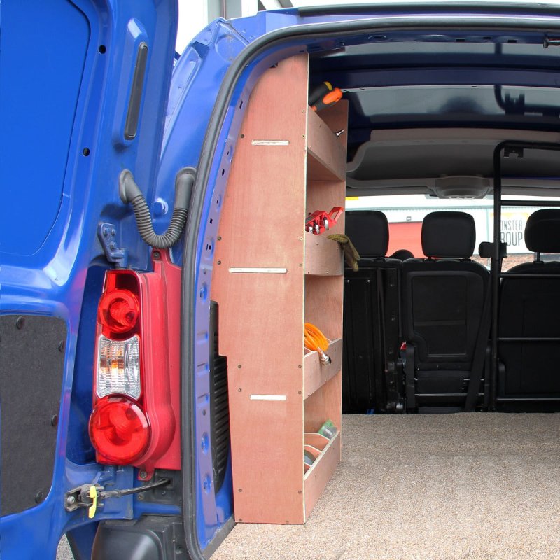 Nissan Primastar Plywood Van Rack Racking Unit Tool Storage Ply Toolbox Shelves Shelving Rack Unit Organiser removable dividers Driver & Passenger Side 4 Shelves 16 Compartments 116 x 67.5 x 28.5cm