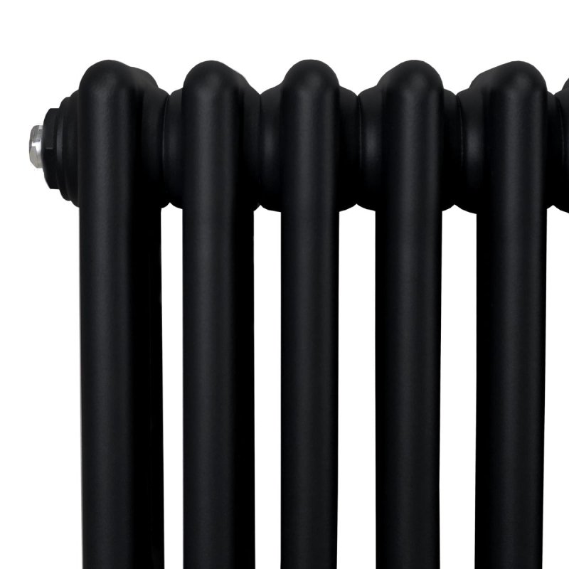 Traditional 3 Column Radiator 1800mm x 562mm Modern Central Heating Heater Matt Black Carbon Steel Vertical Wall Mounted Kitchen Living Room Bathroom Cleaning Brush Fixing Kit & Brackets