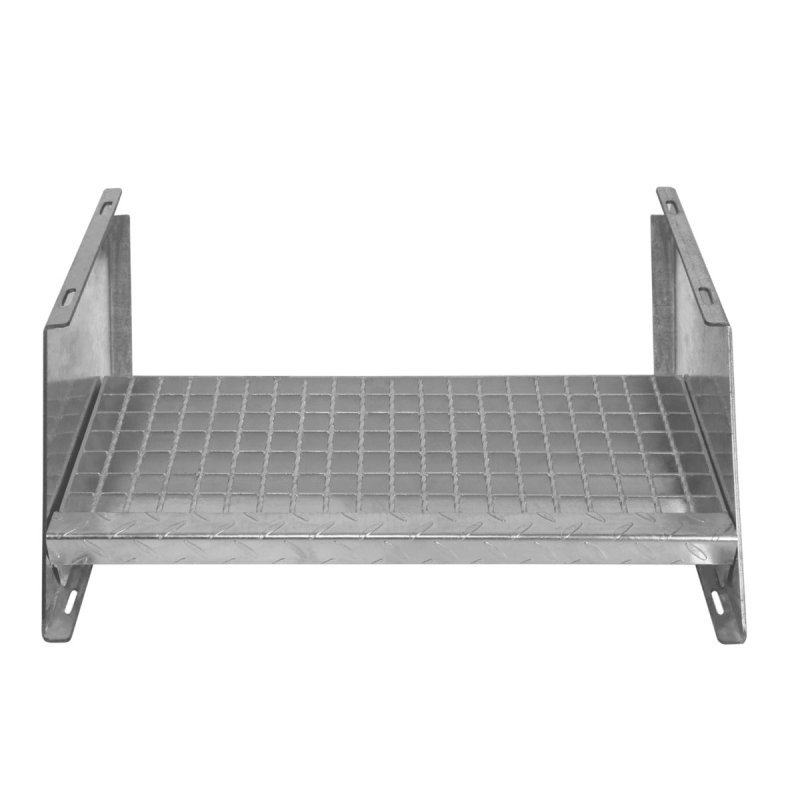 Metal Staircase Additional 1 Step Adjustable Height 60cm / 600mm Wide Galvanised Steel Silver Steps Weatherproof Grate Outdoor Garden Patio Modular Stairs 5mm Rod Thickness FREE Fixing Kit
