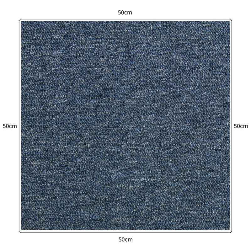40 x Carpet Tiles Storm Blue 10m2 Heavy Duty Commercial Retail Shop Office Home Domestic Premium Flooring Easy Installation 50cm x 50cm Square Anti Slip