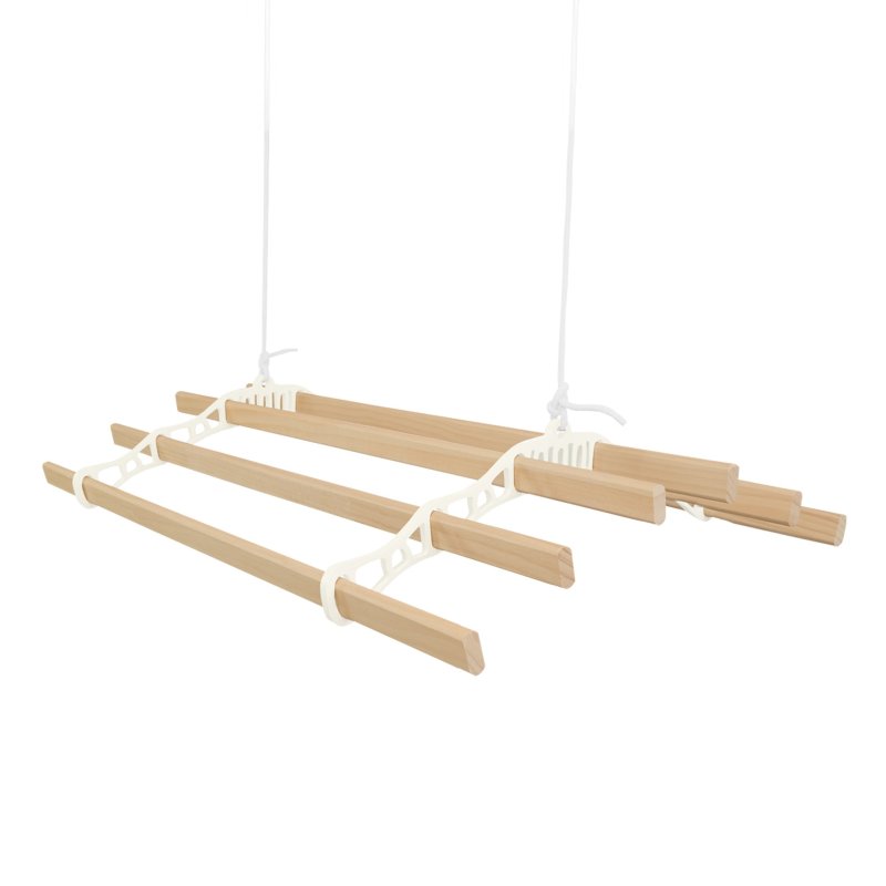 Clothes Airer Ceiling Pulley 6 Lath 1.2m Ivory Maid Traditional Mounted Clothing Dryer Victorian Clothes Horse Laundry Drying Rack Extendable Cast Iron Varnished Pine Kitchen Utility FREE Fixing Kit