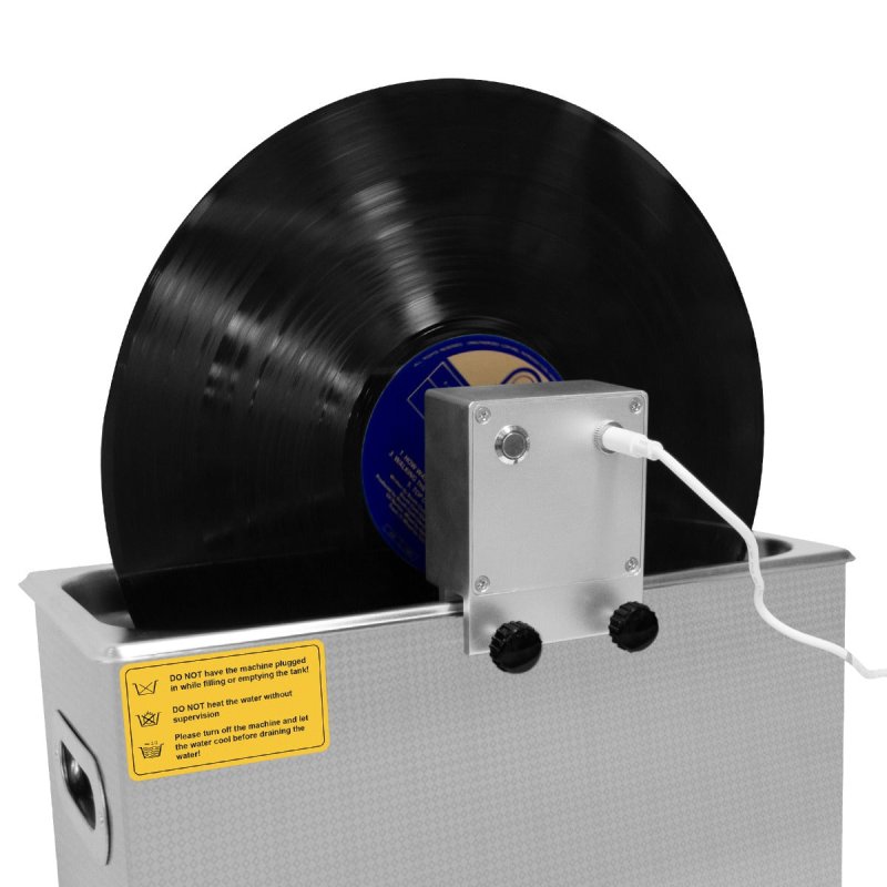 T-Mech Ultrasonic Vinyl Adaptor Rotating Record Cleaner Machine 1 to 5 Records Per Batch 7" 10" 12" Vinyls 15mm Slot Thickness 10RVS Per Minute 12V Silver Anodized Aluminium