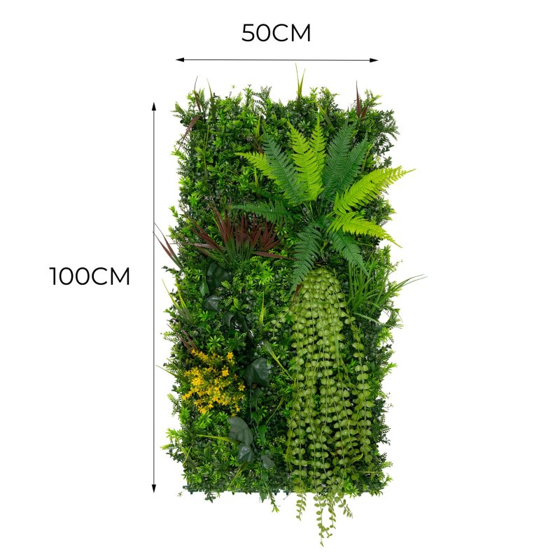 Artificial Plant Wall Panel 50 x 100cm Alina Living Foliage Greenery Tiles Indoor Outdoor Weather & UV Resistant Grass Fence Faux Hedge Privacy Backdrop Garden Home Decor Snap & Lock Fixings Included