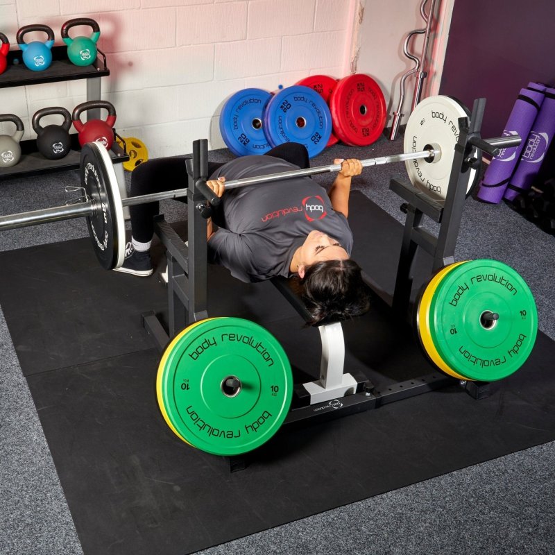 Home Gym Weightliftings Squat Rack Flat Bench 7ft Bar 5kg Pair Blk Bumpers