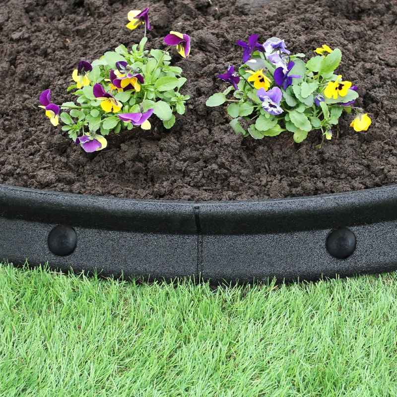 Flexible Lawn Edging Garden Border Grass Pathways Path Edge Vegetable Plot Flowerbed Raised Borders Rubber Artificial Grass Black | Pack of 6 x 1.2m