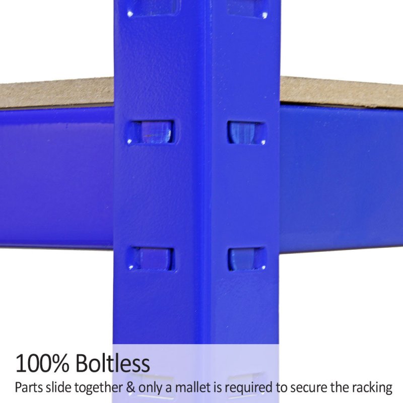 T-Rax  Garage Shelving Unit Extra Wide - 5 Tier Heavy Duty Rack for Storage Steel Utility Shelves | Metal & MDF Boltless Racking Assembly System | 1800KG Capacity | 360KG Per Shelf, Blue