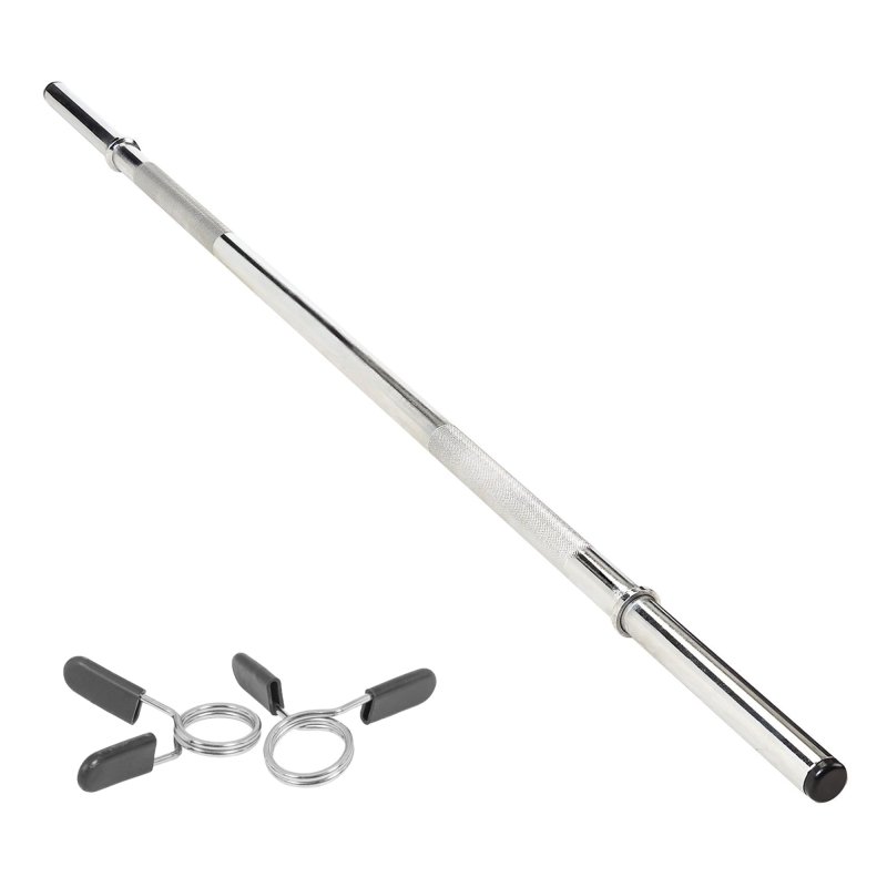 Body Revolution Barbell Bar - 1.2m Weight Lifting Bar for 1 Inch Standard Weights Plates - Barbell for Bench Press, Curls, Deadlift and Powerlifting  (1.2m Spinlock Collar)