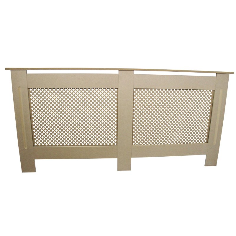 Radiator Cover Natural Unfinished MDF Trellised Grill Modern Cabinet Shelf 1720mm