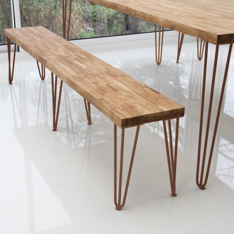 4Pcs Hairpin Table Legs Heavy-duty Industrial DIY Furniture Steel Sturdy Metal With FREE Protector Feet And Screw Pack Antique Copper 2 Prong Rods 12 Inch Height 12mm Thickness