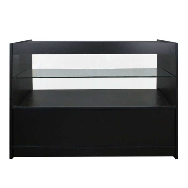 MonsterShop Retail Counter Black Display Storage Showcase Cabinet Glass Shelves C1200