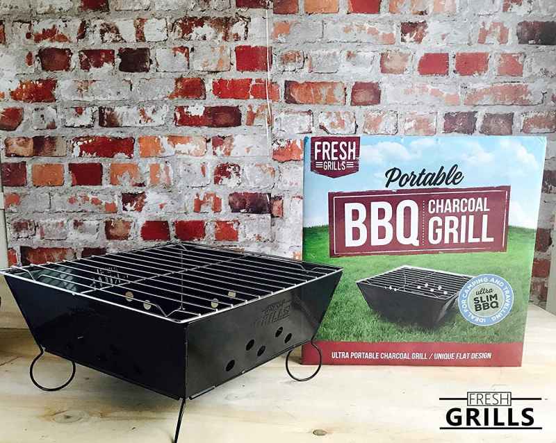 Small Portable BBQ by Fresh Grills. Folding Portable BBQ for Camping. Foldable Barbecue Fire Pit Ideal for Backpacking and Camping