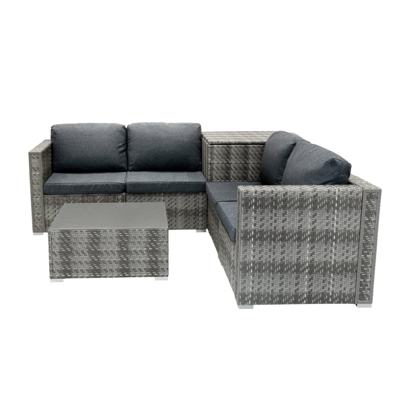 Rattan Modular 6 Piece Furniture Set & 700L Storage Box – Grey