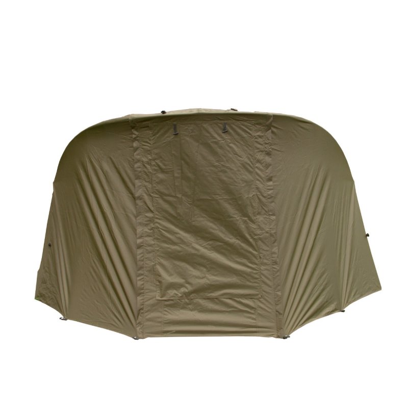 2 Man Fishing Bivvy Tent with Overwrap Carp Fishing Dome Overnight Shelter Angler Camping Waterproof Tackle Brolly System Pram Hood PVC Window FREE Neoprene & PVC Shoe Mat Carry Bag & Mallet Included