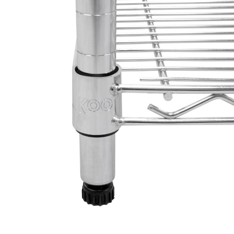 Wire Shelving Rack 5 Tier Metal Storage Unit Heavy Duty Free Standing Boltless Height Adjustable Shelves & Levelling Feet Kitchen Office Garage Silver Chrome 1000kg