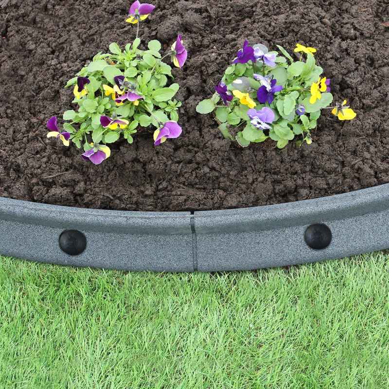 Flexible Lawn Edging Garden Border Grass Pathways Path Edge Vegetable Plot Flowerbed Raised Borders Rubber Artificial Grass Grey | Pack of 50 x 1.2m