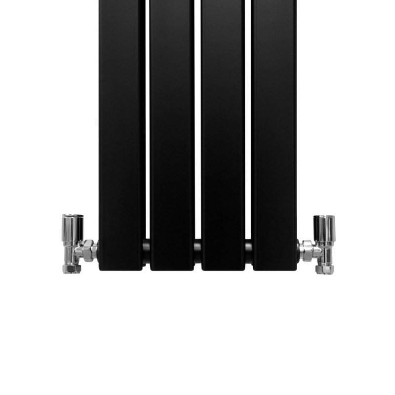 Designer Radiators 180 x 28cm Flat Panel Modern Central Heating Matt Black Vertical Column Double Panel Wall Mounted Slimline Kitchen Living Room Bathroom Commercial Cleaning Brush & Fixing Kit