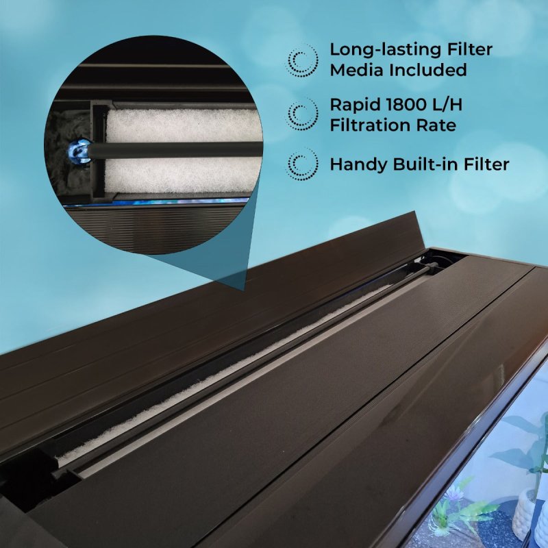 MonsterShop Fish Tank Aquarium & Starter Accessories, Black Cabinet, White Gravel, 4ft, 300L