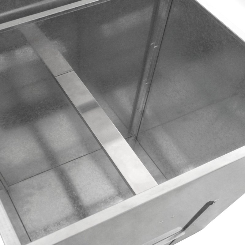 Coal Storage Bunker 350kg 520L Galvanised Steel Raised Metal Base Strengthening Bar Baffle Plate Waterproof Rust & Rodent Proof Wood Fire Sliding Door Hinged Lid Handle FREE Coal Shovel