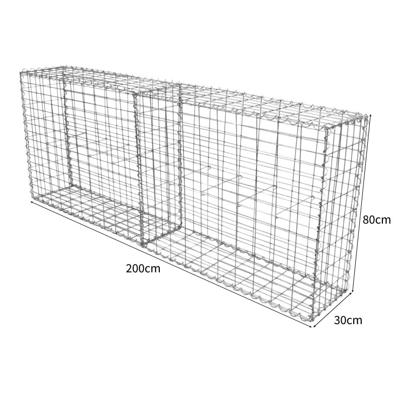 Gabion Baskets Cages Mesh Wire Galvanised Steel Outdoor Stone Basket Spiral Retaining Wall Planter Garden / 100 x 80 x 30cm / 4 Pack