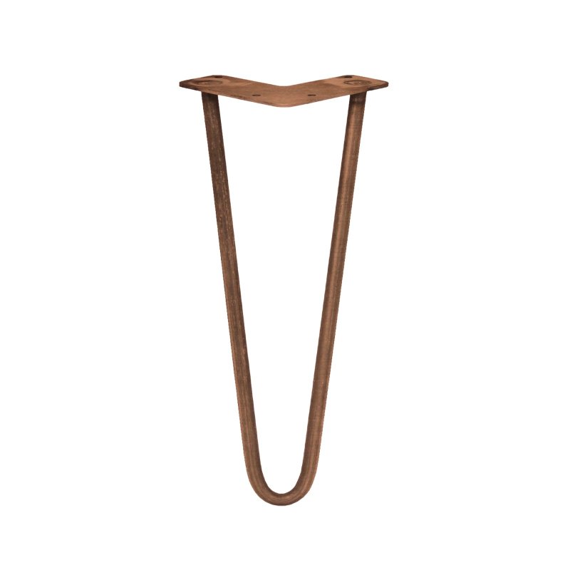 4Pcs Hairpin Table Legs Heavy-duty DIY Furniture Metal Steel Sturdy Industrial With FREE Screw Pack And FREE Protector Feet Antique Copper 2 Prong Rods 12 Inch Height 10mm Thickness
