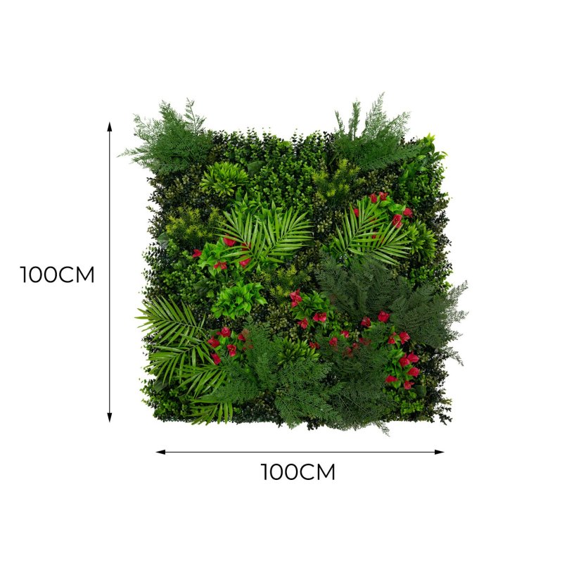 Artificial Plant Wall Panel 100 x 100cm Mira Living Foliage Greenery Tiles Indoor Outdoor Weather & UV Resistant Grass Fence Faux Hedge Privacy Backdrop Garden Home Decor Snap & Lock Fixings Included