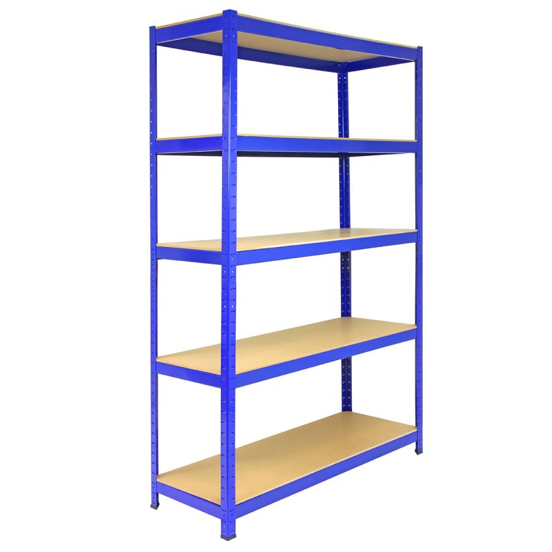 T-Rax Pack of 3 Garage Shelving Unit Extra Wide - 5 Tier Heavy Duty Rack for Storage Steel Utility Shelves | Metal & MDF Boltless Racking Assembly System | 360KG Per Shelf, Blue + FREE Rubber Mallet
